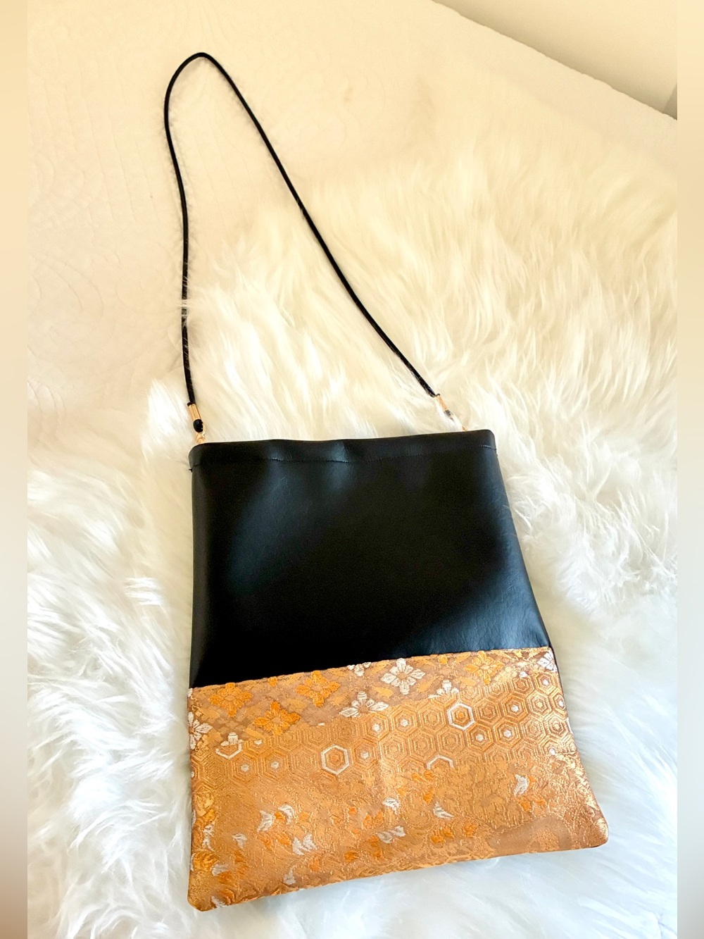 Black and Gold Crossbody Bag - Elegant Women’s Shoulder Bag